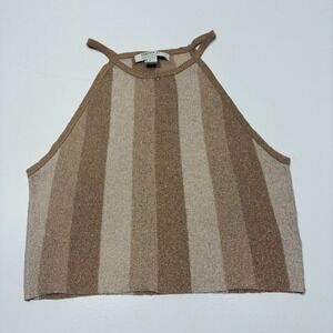 Forever 21 Women Camisole‎ Sparkle Shimmer metallic stripped knit halter neck L
